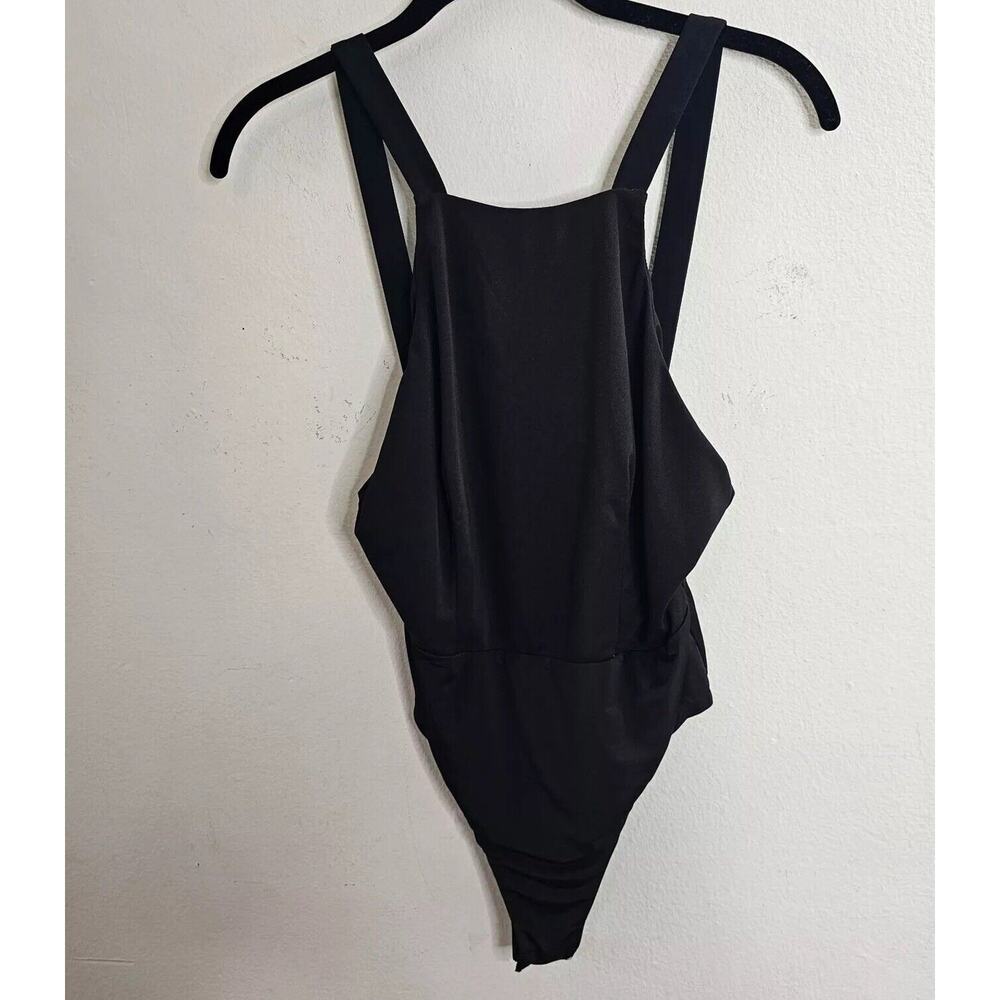 CQ by CQ Sexy Black Square Neck Low Back Zip Bodysuit Medium